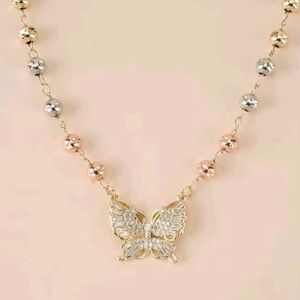 Elegant Gold and Silver Butterfly Necklace